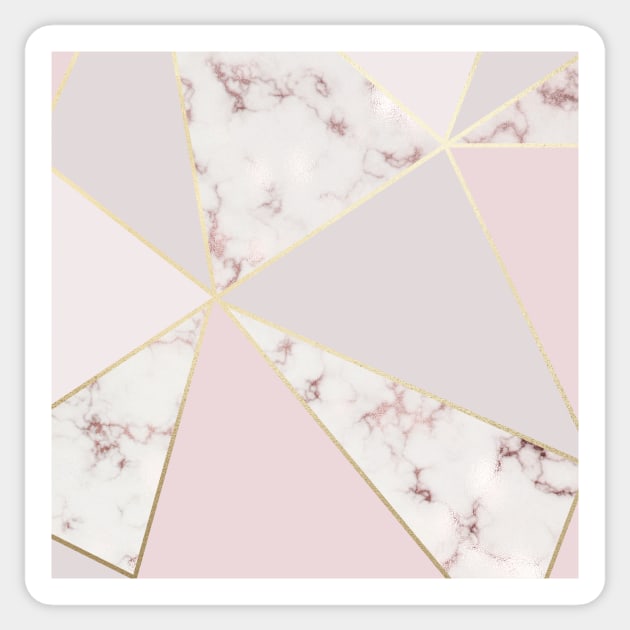 Blush Pink Marble Geometric Fractal Modern Design Sticker by Printable Pretty